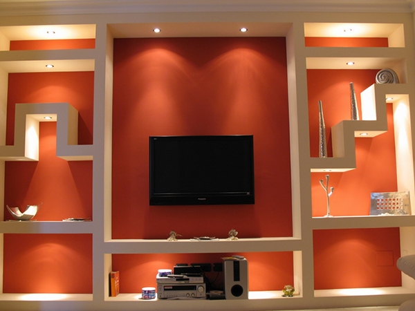 Mueble y estanterías de yeso laminado